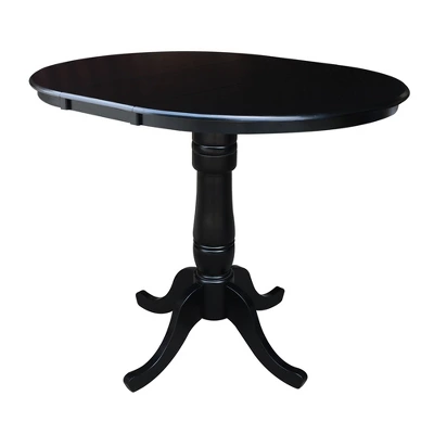 36" Round Top Pedestal Counter Height 12" Drop Leaf Dining Table Black - International Concepts 5 36" Round Top Pedestal Counter Height 12" Drop Leaf Dining Table Black - International Concepts - Image 3