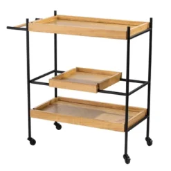 Jengarn Rolling Bar Cart Natural/Black - Aiden Lane -Restaurant Furniture Store GUEST bf9d9f7c 9d9f 4608 86c2 f36d7cc9bdb3