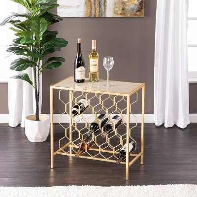Venwynn Wine Storage Side Table Gold/Gray - Aiden Lane 4 Venwynn Wine Storage Side Table Gold/Gray - Aiden Lane - Image 2