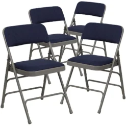 Flash Furniture 4 Pack HERCULES Series Curved Triple Braced & Double Hinged Upholstered Metal Folding Chair -Restaurant Furniture Store GUEST c09d61fd 7e21 4d0c 8c50 869b626b429a