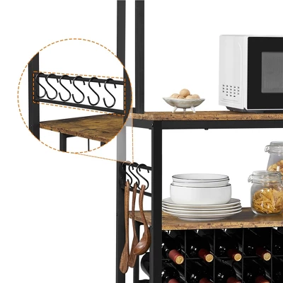 Yaheetech 65" Wine Bakers Rack Freestanding Wine Rack With Glass Holder And Wine Storage, Rustic Brown 6 Yaheetech 65" Wine Bakers Rack Freestanding Wine Rack With Glass Holder And Wine Storage, Rustic Brown - Image 4