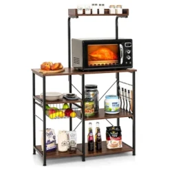 Costway 4-Tier Vintage Kitchen Baker's Rack Utility Microwave Stand W/ Basket & 5 Hooks 27 Costway 4-Tier Vintage Kitchen Baker's Rack Utility Microwave Stand W/ Basket & 5 Hooks -Restaurant Furniture Store GUEST c22f3dd9 3743 4b31 b5ff 30a9ffbae158
