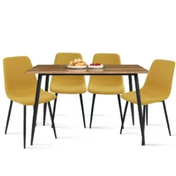 Charls+Bingo 5-Piece Metal Legs And 4 Upholstered Chairs Modern Rectangular Dining Table Furniture Set-The Pop Maison -Restaurant Furniture Store GUEST c2f4ed6c d6f1 408f a472 f4fa06541813
