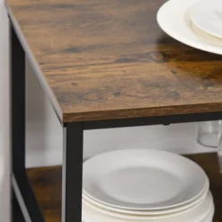 HOMCOM Industrial Wine Rack With 11-Bottles Holder, Free Standing Wine Shelf With Glass Holders For Home Bar, Kitchen, Rustic Brown -Restaurant Furniture Store GUEST c6e46614 dca2 4ce6 967e 37fe66fcf6ac