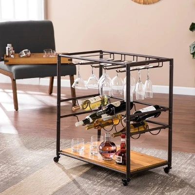 Maresal Bar Cart Black/Natural - Aiden Lane 3 Maresal Bar Cart Black/Natural - Aiden Lane