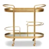 Kamal Glam Brushed Metal And Mirrored Glass 2 Tier Mobile Wine Bar Cart Gold - Baxton Studio -Restaurant Furniture Store GUEST c7c3b4f4 208a 4995 8356 32fcf20ea17d