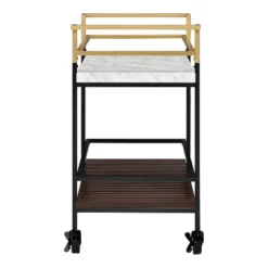 Goodspring Faux Marble Top 2 Shelf Serving Cart Black/White - HOMES: Inside + Out -Restaurant Furniture Store GUEST c807be8b ac27 4a8b 9558 7fa3f4d4b471