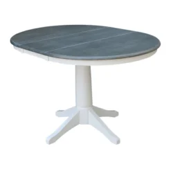 36" Dining Height Morse Round Top Pedestal Drop Leaf Dining Table White/Heather Gray - International Concepts -Restaurant Furniture Store GUEST c836399b fe7e 40e4 b4f5 867eb77765ef