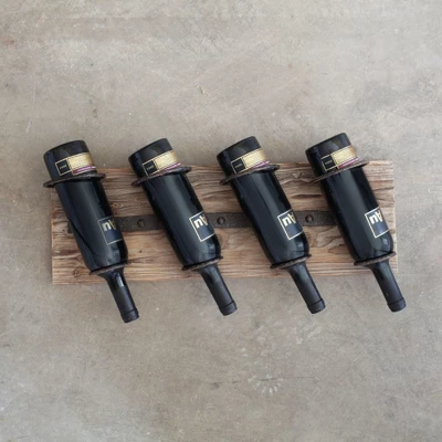 Twine Rustic Country Wood And Metal Wine Rack, Set Of 1, Wall Mounted Wine Rack, Wine Storage, Wood And Wrought Iron 4 Twine Rustic Country Wood And Metal Wine Rack, Set Of 1, Wall Mounted Wine Rack, Wine Storage, Wood And Wrought Iron - Image 2