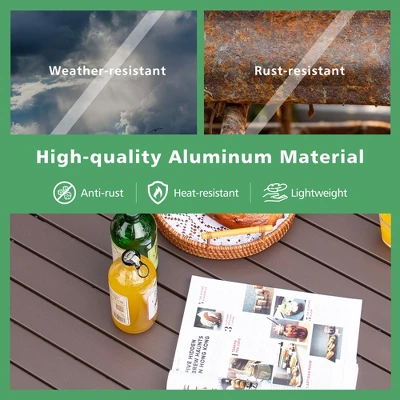 Costway 4-6 Person Portable Aluminum Camping Table Lightweight Roll Up Table Grey/Brown 5 Costway 4-6 Person Portable Aluminum Camping Table Lightweight Roll Up Table Grey/Brown - Image 4