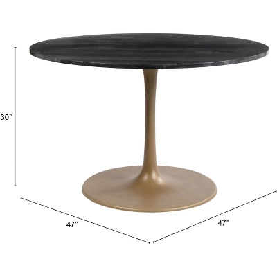 47.2" Lynnette Round Marble Dining Table Black - ZM Home 13 47.2" Lynnette Round Marble Dining Table Black - ZM Home - Image 11