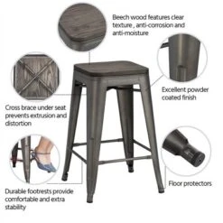 Yaheetech 24 Inches Height Backless Stackable Metal Counter Bar Stool, Set Of 4 -Restaurant Furniture Store GUEST ca4a5037 b915 4410 a5c9 bfc57216e534