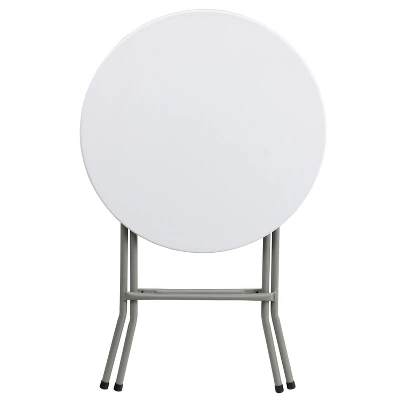 Emma And Oliver 2-Foot Round Granite White Plastic Folding Table - Banquet / Event Folding Table 6 Emma And Oliver 2-Foot Round Granite White Plastic Folding Table - Banquet / Event Folding Table - Image 4