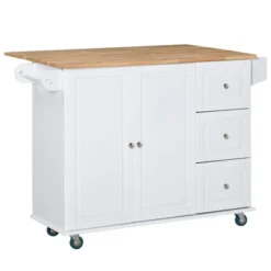 HOMCOM Mobile Kitchen Island Storage Trolley Cart On Wheels With Dropleaf Top, Towel/Spice Rack, 3 Drawers, 2-Door Cabinet -Restaurant Furniture Store GUEST caf8a5f8 10b4 4933 a56e 95f2fea40eac