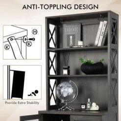 Costway Tall Freestanding Bar Cabinet Kitchen Buffet W/ Glass Holder & Adjustable Shelf -Restaurant Furniture Store GUEST cb6b9b5c 7e9e 4781 94e0 7b63231b19d8