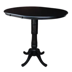 36" Draco Round Top Extension Dining Table With 12" Leaf And 4 X-Back Barstools Black - International Concepts -Restaurant Furniture Store GUEST cb6f3109 7ec7 460a 964c c1f16dd13d26