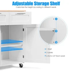 Costway Rolling Kitchen Cart Island Heavy Duty Storage Trolley Cabinet Utility White -Restaurant Furniture Store GUEST cb80d363 ca35 49b1 b39f d3e9d63b920e