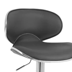 Set Of 2 Curved Form Fitting Adjustable Bonded Leather Barstool Dark Gray - CorLiving -Restaurant Furniture Store GUEST cbb51ae8 8f25 4eea bf38 2d3f84d7ef59