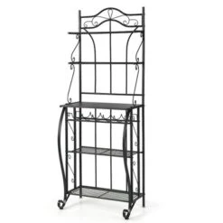 Costway 5-Tier Metal Kitchen Bakers Rack Microwave Storage Rack Oven Stand With Wine Organizer -Restaurant Furniture Store GUEST cc8f5985 9214 4d28 9d70 3ed83bad7fb7