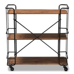 Neal Metal And Wood Kitchen Serving Cart Walnut/Black - Baxton Studio -Restaurant Furniture Store GUEST ce0b3a95 c19d 4388 a39f 380776512eec