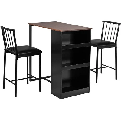 Tangkula 3-Piece Counter Table Set Bar Pub Dining Table Set With 3 Side Storage Brown 5 Tangkula 3-Piece Counter Table Set Bar Pub Dining Table Set With 3 Side Storage Brown - Image 3