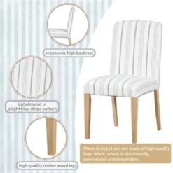 5 PCS Round Dining Table Set With Solid Wood Legs And 4 Striped Fabric Upholstered Chairs-ModernLuxe -Restaurant Furniture Store GUEST ceb84729 5851 4ef7 8e16 08bb96900776