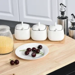 HOMCOM Mobile Kitchen Island Storage Trolley Cart On Wheels With Dropleaf Top, Towel/Spice Rack, 3 Drawers, 2-Door Cabinet -Restaurant Furniture Store GUEST cf0387aa 4a71 4185 8c5f 97ba6bbb9168