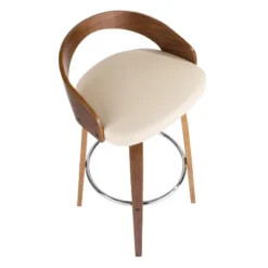Set Of 2 Grotto Mid Century Modern Barstools Faux Leather Walnut/Cream - LumiSource -Restaurant Furniture Store GUEST d039061a 0320 4040 9513 ffe3cb72820d