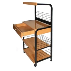 Better Home Products Kristi Metal Frame Microwave Stand With Storage In Black -Restaurant Furniture Store GUEST d0abf9ca d644 4d15 8fc2 f8f3e32c59ef