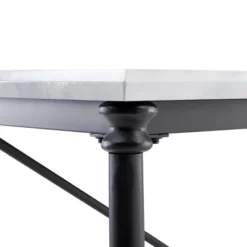 Elda Faux Stone Rolling Kitchen Island Black With White Faux Marble - Aiden Lane -Restaurant Furniture Store GUEST d0f1a187 ead8 4ab4 8256 50867b40263a