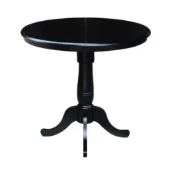 36" Round Top Pedestal Counter Height 12" Drop Leaf Dining Table Black - International Concepts