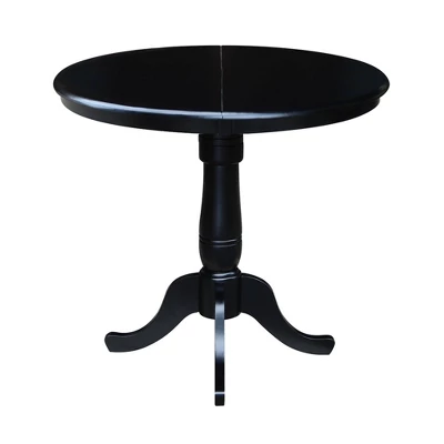 36" Round Top Pedestal Counter Height 12" Drop Leaf Dining Table Black - International Concepts 3 36" Round Top Pedestal Counter Height 12" Drop Leaf Dining Table Black - International Concepts