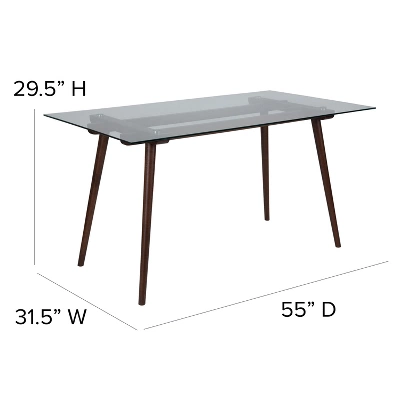 Merrick Lane 31.5" X 55" Rectangular Solid Wood Table With Glass Top 9 Merrick Lane 31.5" X 55" Rectangular Solid Wood Table With Glass Top - Image 7