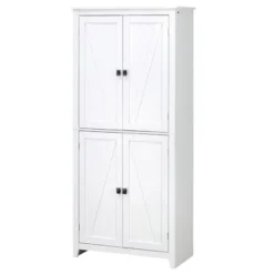 HOMCOM 72" Freestanding 4-Door Kitchen Pantry, Storage Cabinet Organizer With 4-Tiers, And Adjustable Shelves, White -Restaurant Furniture Store GUEST d194ee37 0b84 4722 97cd 31759e20c912
