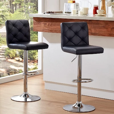 Hywela Bar Stools, Modern PU Leather Adjustable Swivel Barstools, Armless Kitchen Island Counter Bar Stools With Bigger Base, Set Of 2,Comfy- The Pop Home 5 Hywela Bar Stools, Modern PU Leather Adjustable Swivel Barstools, Armless Kitchen Island Counter Bar Stools With Bigger Base, Set Of 2,Comfy- The Pop Home - Image 3