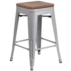 Merrick Lane Backless Metal Dining Stool With Wooden Seat For Indoor Use -Restaurant Furniture Store GUEST d1e2c718 c8a4 4903 a617 dcf1f4599820