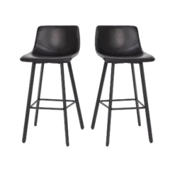 Emma And Oliver Set Of Two 30" Modern Upholstered Barstools, Matte Metal Frames And Plastic Floor Glides -Restaurant Furniture Store GUEST d217c568 c8d7 41b8 8be4 9fcc65c2bada