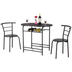 Costway 3 PCS Dining Set Table And 2 Chairs Home Kitchen Breakfast Bistro Pub Furniture Black -Restaurant Furniture Store GUEST d21d9c8c 15d6 45fa 8dd7 5440345421d9