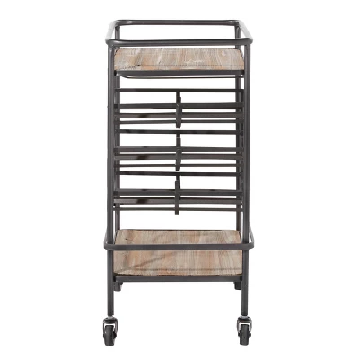 Metal And Wood 2 Tiered Wine Rack Chart Gray - Olivia & May 7 Metal And Wood 2 Tiered Wine Rack Chart Gray - Olivia & May - Image 5