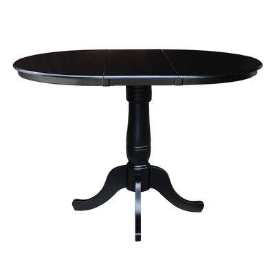 36" Round Top Pedestal Counter Height 12" Drop Leaf Dining Table Black - International Concepts 6 36" Round Top Pedestal Counter Height 12" Drop Leaf Dining Table Black - International Concepts - Image 4