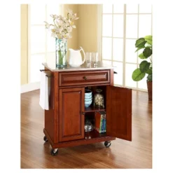 Stainless Steel Top Portable Kitchen Cart/Island - Classic Cherry - Crosley -Restaurant Furniture Store GUEST d2d11261 2a98 4e43 8a8e 6ecbc36475be