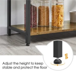 Yaheetech 5-Tier 56" H Baker’s Rack With Wire Basket & Power Outlets, Rustic Brown -Restaurant Furniture Store GUEST d2f303d9 3cac 4624 b80c 1ccb09947458