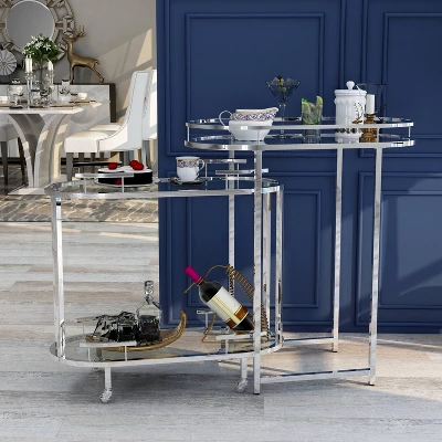 Carrowdore Glass Shelf Serving Cart Chrome/Clear - MiBasics 5 Carrowdore Glass Shelf Serving Cart Chrome/Clear - MiBasics - Image 3