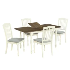 5 PCS Mid-Century Extendable Dining Table Set With 15inch Butterfly Leaf And 4 Upholstered Chairs-ModernLuxe -Restaurant Furniture Store GUEST d42101a5 5fd7 4ae7 88cf ba678d172656
