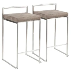 Set Of 2 26" Fuji Contemporary Stackable Counter Height Barstool Stainless Steel With Cushion - Lumisource -Restaurant Furniture Store GUEST d49c1b43 cda6 4fab 98db 7aa0677c44af