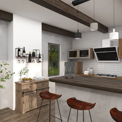 Metal Geometric 7 Bottle Wall Wine Rack With 5 Glass Holder Slots Black - Olivia & May 13 Metal Geometric 7 Bottle Wall Wine Rack With 5 Glass Holder Slots Black - Olivia & May - Image 11