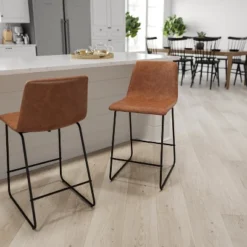 Merrick Lane 24 Inch Faux Counter Height Bucket Seat Stools, Set Of 2