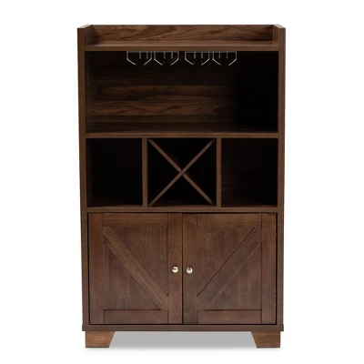 Carrie Walnut Finished Wood Wine Storage Cabinet Walnut - Baxton Studio 4 Carrie Walnut Finished Wood Wine Storage Cabinet Walnut - Baxton Studio - Image 2