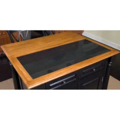 Monarch Kitchen Island Granite Top Black/Oak - Home Styles