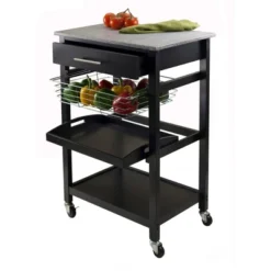 Julia Granite Top Kitchen Cart Wood/Black - Winsome -Restaurant Furniture Store GUEST d690cf0d 0466 4895 89a2 cd0f9f99a98f